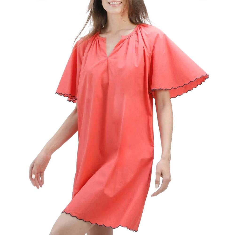 NEW NAVYBLEU harbor scallop dress in poppy